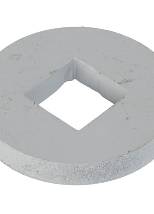 The product "AGCO | Flat Washer - 6210371" is a flat, circular metal washer featuring a square hole in the center. Currently, there is no additional product description available.