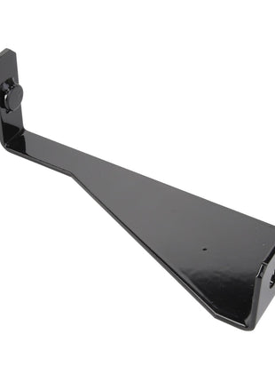 The AGCO Bracket - Acw0241550, a black metal bracket, features a screw and bolt attachment on one end and a flat rectangular base on the other.