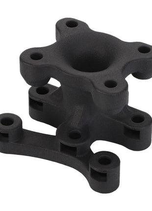 **AGCO | Bracket - Acx2983390, a black, intricately shaped automotive part made of plastic or metal with multiple mounting holes, used in mechanical assemblies.**