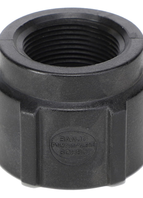 A sleek, black, threaded, hexagonal plastic cap featuring "AGCO | Coupling - Ag050266" embossed on its surface.