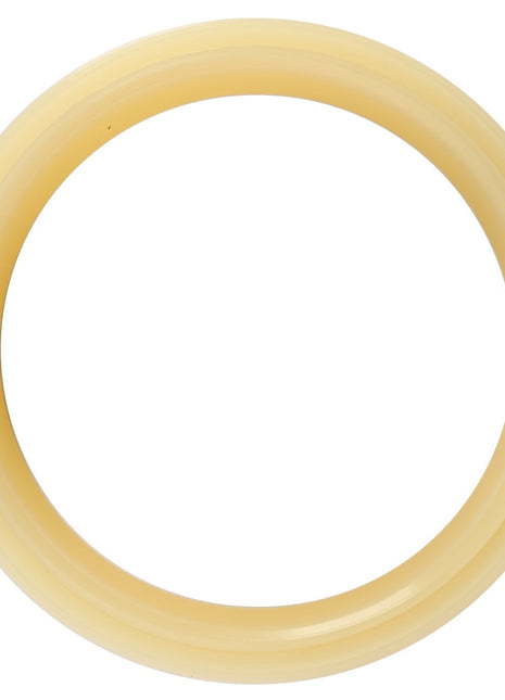 The AGCO | GASKET - D45403600, a cream-colored circular plastic ring, sits gracefully against a pristine white background.