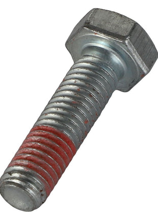 Close-up view of an AGCO | Screw - Acp0293580 hex bolt with some red residue on the threads.