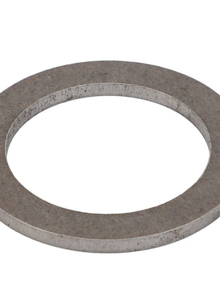 A thin, circular metal washer with a large central hole, viewed from an angle. This is the AGCO Washer - Acp0672560.