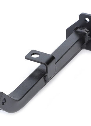 AGCO Support - Acw2369090 is a black metal bracket designed with two mounting holes on the base and an attached perpendicular flange featuring an additional mounting hole.