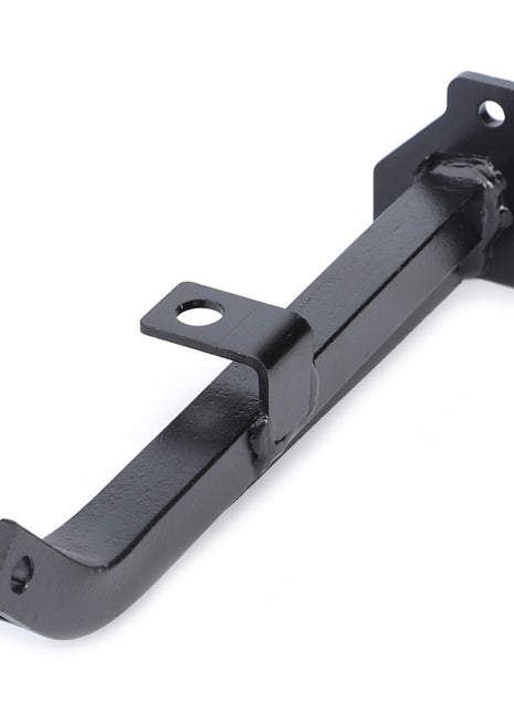 AGCO Support - Acw2369090 is a black metal bracket designed with two mounting holes on the base and an attached perpendicular flange featuring an additional mounting hole.