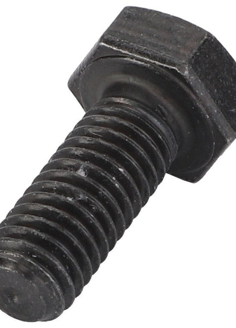 A close-up view of the AGCO Hexagonal Head Bolt - Acw0923610, featuring a black finish with a threaded shaft and hexagonal head by AGCO. No current product description information is available.