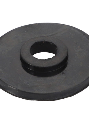 The AGCO Washer - Acw1093670, a black rubber flat washer featuring a central hole, is commonly employed to provide cushioning and sealing in mechanical assemblies, guaranteeing durability and reliability.