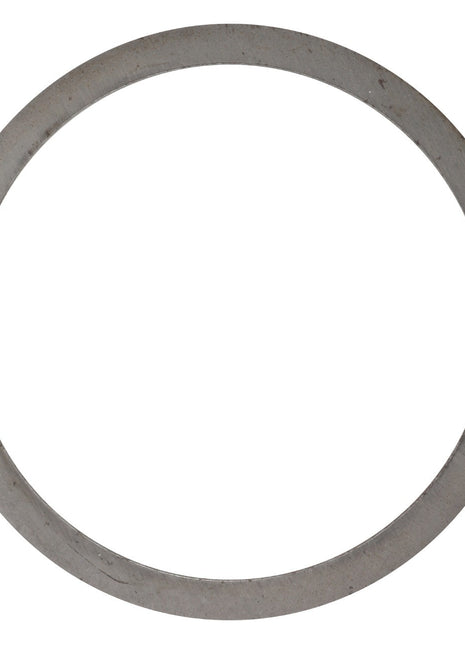 The AGCO Shim - F380303020346, a clean and circular metal ring with a smooth surface, gleams under the light against a pristine white background.