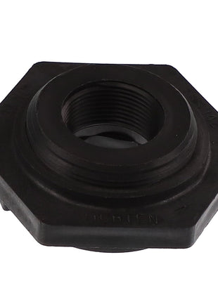 Close-up of an AGCO | FITTING - BD5783, a black hexagonal locking nut with internal threading. Brand Name: AGCO.