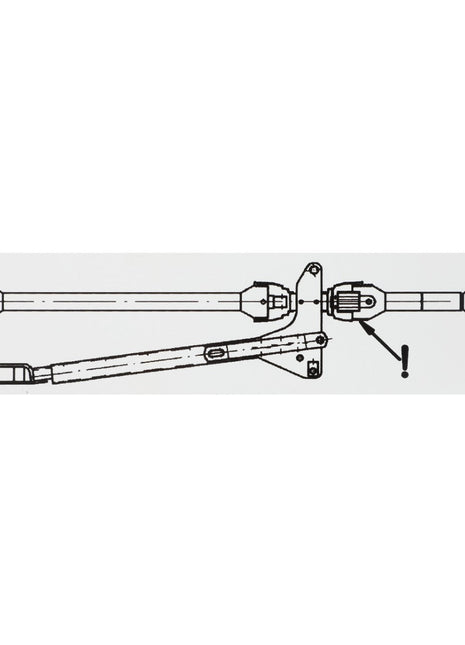 Diagram illustrating the assembly of mechanical parts, showing two elongated components connected at angles with additional segments and fasteners. This is associated with AGCO's Decal - Fel150728 product.