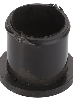 A black cylindrical rubber bushing with a flanged base, showing signs of wear and tear. Product: AGCO | BEARING BUSHING - V31027700, by AGCO. No additional product description information available at this time.