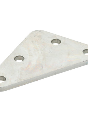 The AGCO | Bridle - Acw0643210, a flat, triangular metal plate with three evenly spaced holes along its edges, serves as a versatile component in various construction and engineering applications.