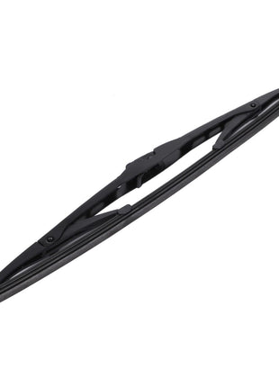 The AGCO Wiper Blade, Windscreen, L= 350 - Acw1605020 is a single black windshield wiper blade featuring a metal frame and rubber edge. Crafted from high-grade materials, this blade is designed to clear rain and debris from vehicle windshields effectively. Ideal for tractors, it ensures optimal visibility in any weather condition.