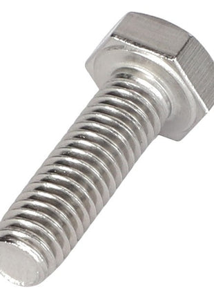 A close-up image of an AGCO hexagonal bolt, specifically the AG520745 model, featuring a silver threaded shaft and a hexagonal head.