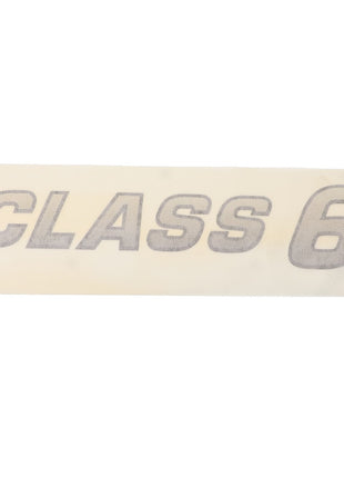 A decal reading "CLASS 6" in large, bold, italicized letters on a white background, from the product AGCO | Decal - Acw3856420 by AGCO. No Current Product Description Information Is Available.