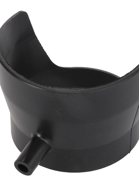 The AGCO Boot - Acp0669610 is a black plastic component designed by AGCO, featuring an ergonomic, semi-circular shape with a protruding nozzle for easy handling.