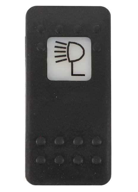 Although no specific product description is available for the AGCO | SWITCH - D45050024, it is typical for vehicles to feature a black rectangular button with a headlight symbol to control headlight functions.