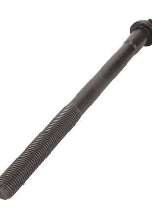 Close-up of the AGCO | Hexagon Flange Bolt - H321Pf151008A, featuring a long metallic design with a threaded end and a hex head, specifically crafted for fastening purposes.