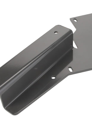 Introducing the AGCO | Bracket - Acw1552240: a black metal bracket from AGCO, featuring multiple holes for versatile mounting options and a unique, irregular design.