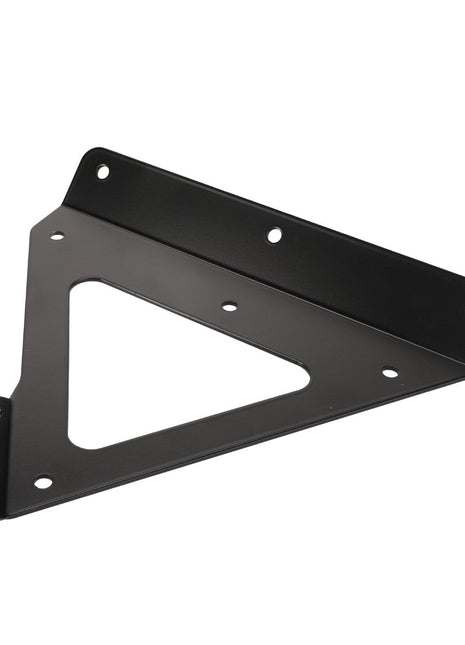 The AGCO | Right Hand Reinforcement (Acx2839600) is a sleek black metal bracket featuring a triangular cutout and multiple screw holes, perfect for various installations.