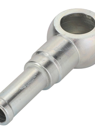 Introducing the AGCO | Banjo Union - La300136355: a silver-colored metal pipe fitting featuring a spherical end and a cylindrical base, brought to you by the trusted brand AGCO.