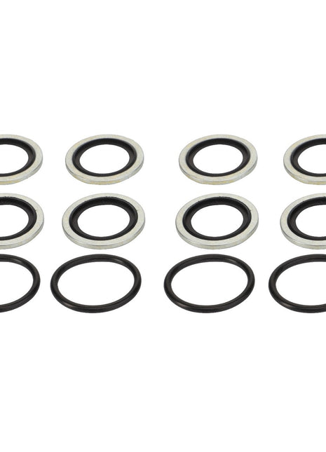 A grid of ten AGCO SEALS KIT washers (Product Number AL5040099), with no current product description information available, arranged in two rows, featuring an alternating pattern of five metal and five rubber washers per row.
