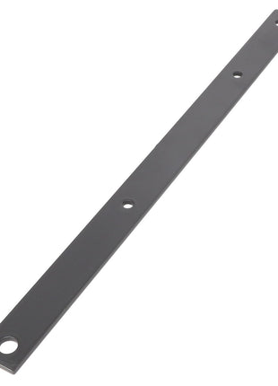 The AGCO Trip Strap - Acx2478810 is a flat, rectangular metal bar featuring four evenly spaced holes designed for mounting or attaching purposes. No current product information is available at this time.