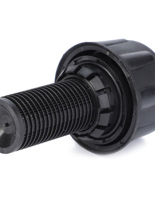 Product Name: AGCO | Hydraulic Tank Cap - D45165801
Brand Name: AGCO

Description: The AGCO Hydraulic Tank Cap D45165801 is a black plastic mechanical component featuring a threaded cylindrical body and a round, textured grip at one end.
