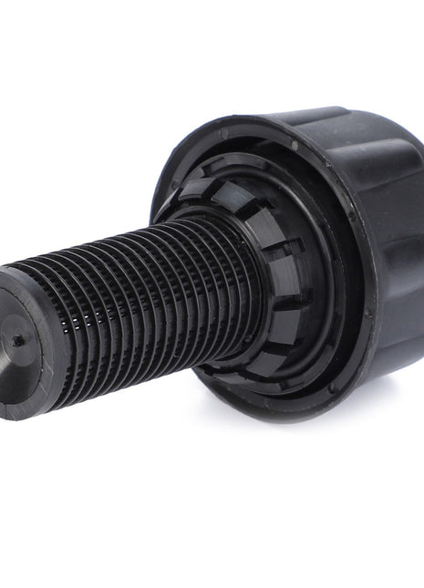 Product Name: AGCO | Hydraulic Tank Cap - D45165801
Brand Name: AGCO

Description: The AGCO Hydraulic Tank Cap D45165801 is a black plastic mechanical component featuring a threaded cylindrical body and a round, textured grip at one end.