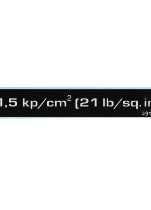 A sleek black label featuring crisp white text reads "1,5 kp/cm² (21 lb/sq.in)" with the number "D49105600" neatly positioned in the corner. The product is identified as an AGCO | DECAL - D49105600 under the brand name AGCO.