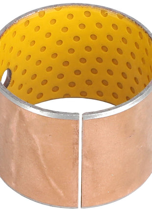 AGCO Bush model ACX0004680 is a cylindrical, open-ended metal bushing with a distinctive yellow perforated inner lining.