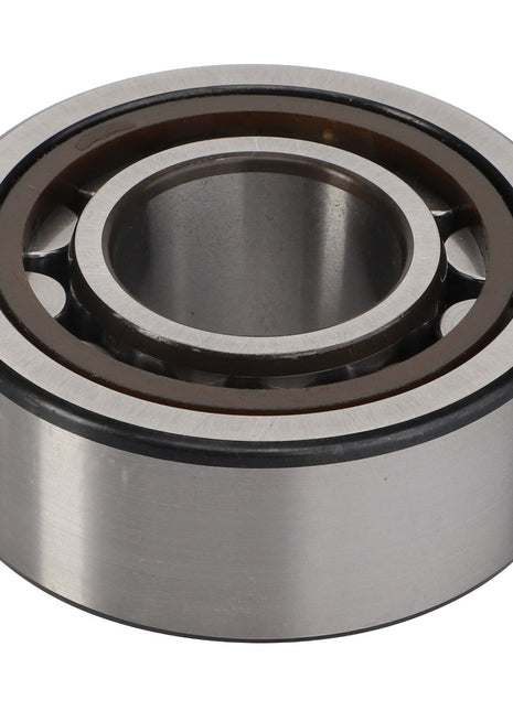 The AGCO Roller Bearing - D41636700, manufactured by AGCO, is a robust metallic component featuring an inner race, outer race, and visible ball bearings arranged in a circular formation, specifically engineered to withstand heavy radial loads.