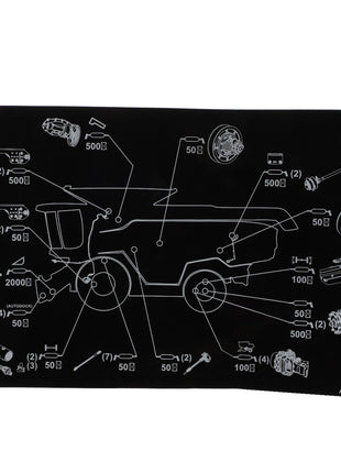 Diagram of a technical illustration showing various labeled parts of the AGCO machine or vehicle, specifically featuring the decal "Grease - Acw7088470" against a black background, with no further detailed information provided.