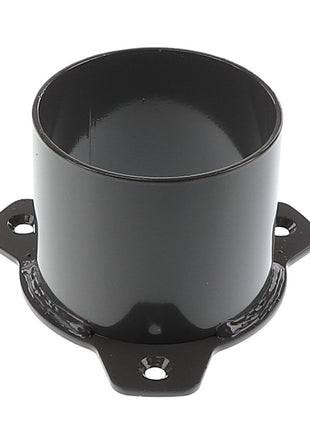 Close-up of the AGCO Protecting Tube - Acw7616050, a sleek black cylindrical metal bracket featuring three precise mounting holes at the base.