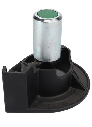 The AGCO RIGHT HAND GRIP - AL60008052 features a cylindrical metal component with a green top, mounted on a black plastic base and complemented by an angular section on one side.