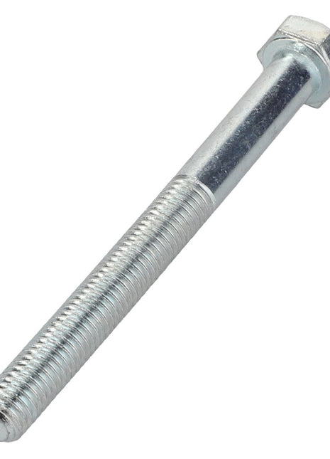 Close-up of the AGCO Hex Cap Screw - Acp0669980, featuring a metallic shaft with partial threading and a hexagonal head at one end. The shiny surface reflects light beautifully.
