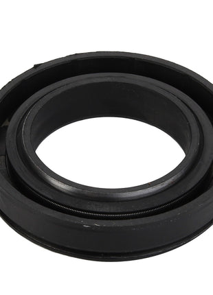The AGCO | Oil Seal - ACY1285000 is a round, black rubber sealing ring with a metal spring inside that ensures reliability and performance, typically used for machinery or automotive applications. Genuine oil seals from AGCO like this provide dependable solutions for any industrial need.
