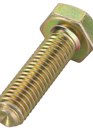 Close-up image of an AGCO gold-colored hexagonal bolt with a threaded shaft, perfect for your product description.