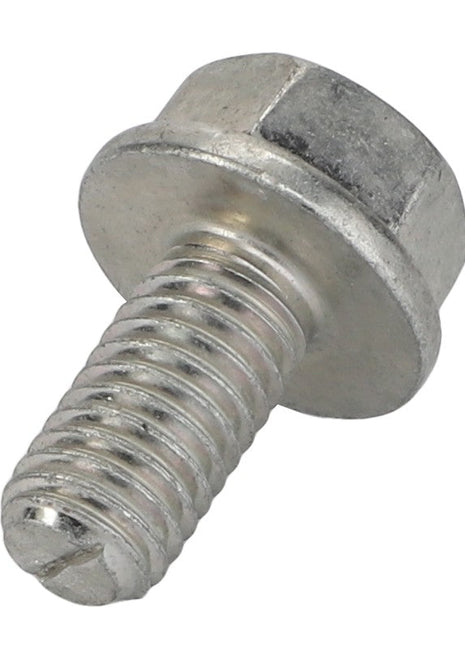Close-up of the AGCO Hex Cap Screw - Acp0677180 featuring a metallic hex bolt design with a partially threaded shank, flat head, and hexagonal socket.