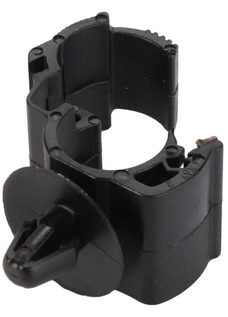 No current product description information is available for the AGCO Clamp - Acw2005330, a black plastic automotive clip featuring a round base and a segmented cylindrical body.