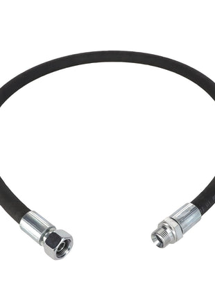 A black rubber AGCO hose (model AL1103272) with metal connectors on both ends, curved into a partial circle, against a white background.