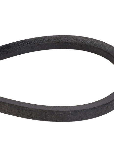 Close-up of the AGCO | V BELT - D26733248, a black rubber V-belt looped to form a teardrop shape, against a white background.