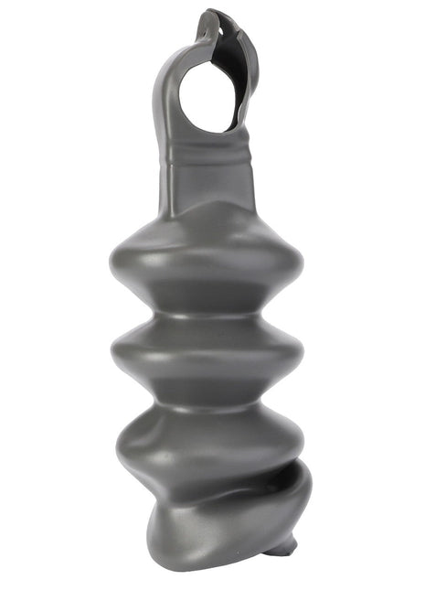 A gray, spiraled plastic object with a handle at the top and a hole through the upper section, reminiscent of innovative features found in AGCO's Bellows - 737921020010 model.