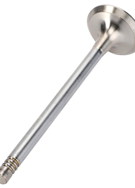 The AGCO | Outlet Valve - F149200210200, by AGCO, is a robust metal engine valve featuring a rounded head and an elongated, cylindrical stem, meticulously crafted for optimal performance in internal combustion engines.