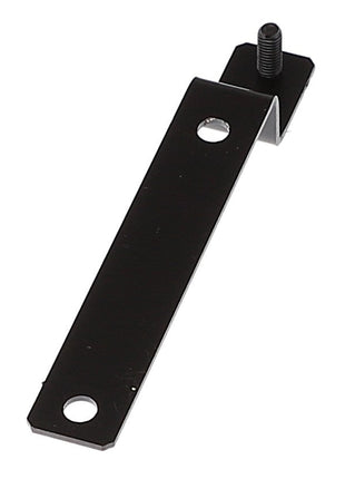 Currently, there is no product description available for the AGCO Support - Acw0095310, a black, L-shaped metal bracket with two holes on the longer side and a single screw attached at the end of the shorter side from the brand AGCO.