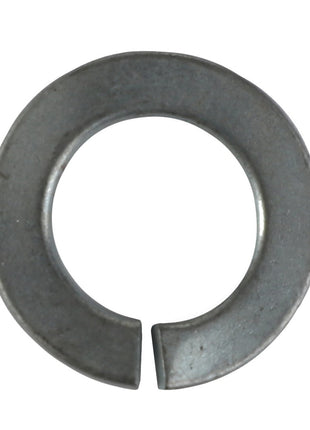 A detailed close-up view of the AGCO | Lockwasher - 1102802, a metal split lock washer featuring a single gap, designed for securing bolts and screws. No current product description available.