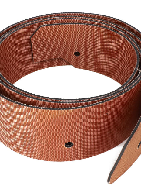 A coiled brown perforated belt with a visible cut-out section and multiple small holes, identified as AGCO | SEAL - D28480529 from the AGCO brand. No current product description information is available.