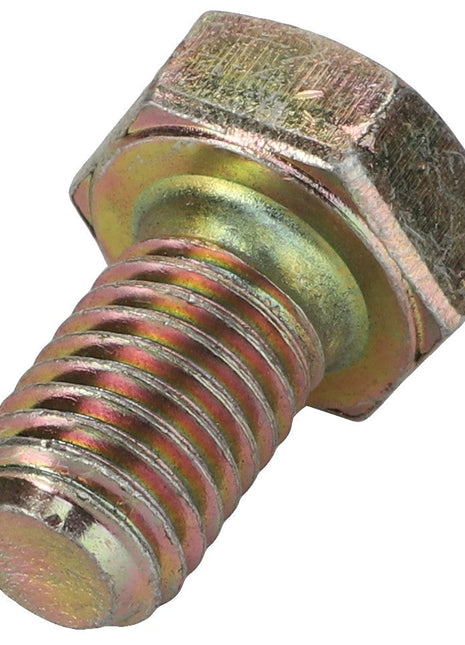 Close-up of an AGCO hexagonal head bolt (0901-21-45-00) revealing intricate threading details and the worn finish on its head, showcasing its rugged history.