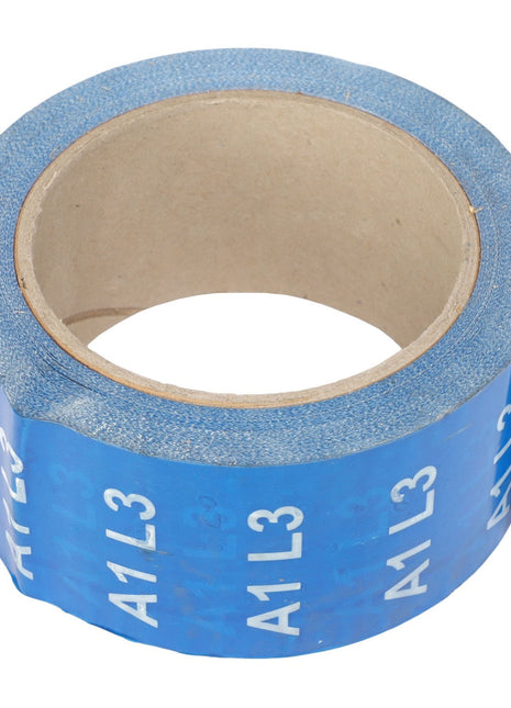 A roll of AGCO tape (ACP0301540) in blue featuring white alphanumeric text "A1L3" printed repeatedly on its surface. For ordering or product questions, please contact our support team.