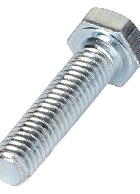 A detailed close-up image of the AGCO | HEXAGONAL HEAD BOLT - 0901-20-49-00, highlighting its fully threaded shaft and flat end, exemplifying AGCO's precision craftsmanship.